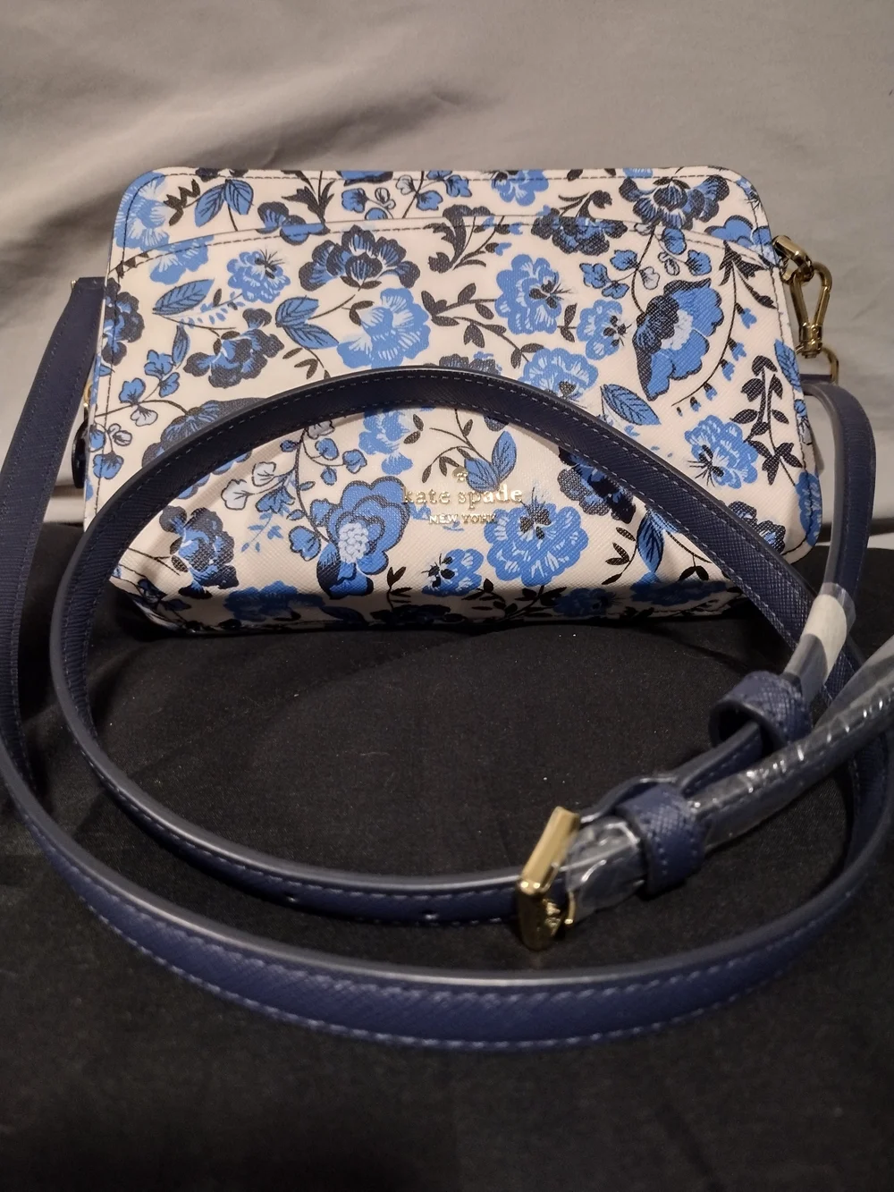 kate spade White and Blue Floral Crossbody Bag